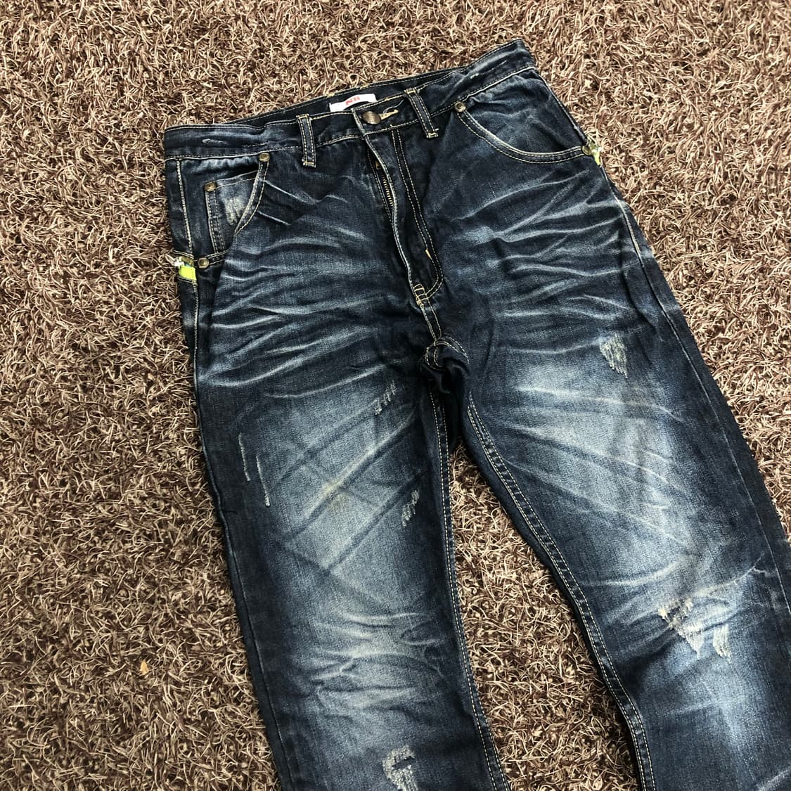 Jpn 빈티지 Y2k 워싱 백지퍼 데님 팬츠 상품이미지2