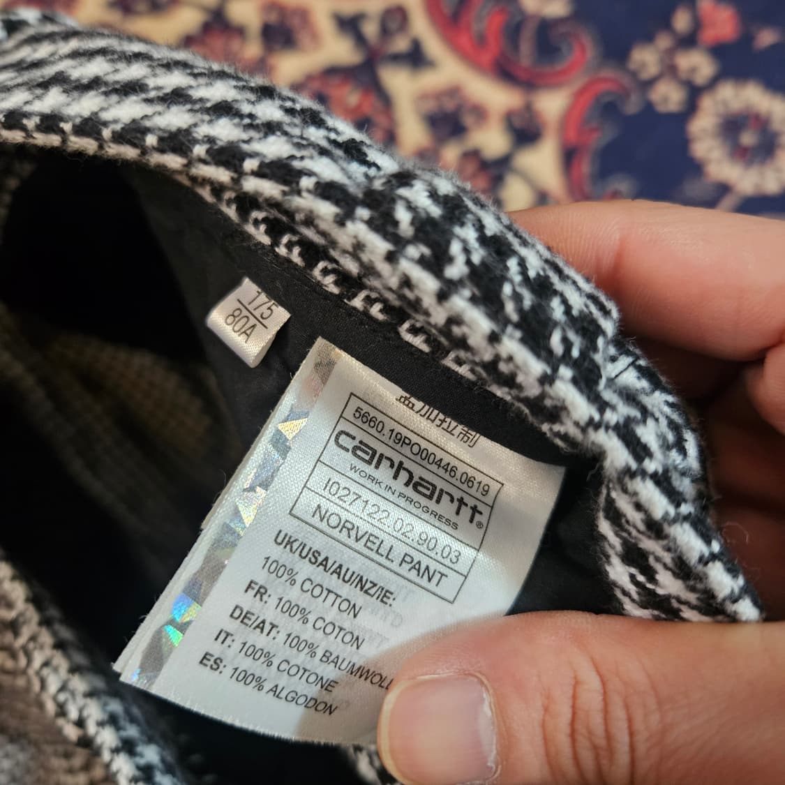 칼하트 하운스체크 모직 루즈핏 팬츠 M size 상품이미지7