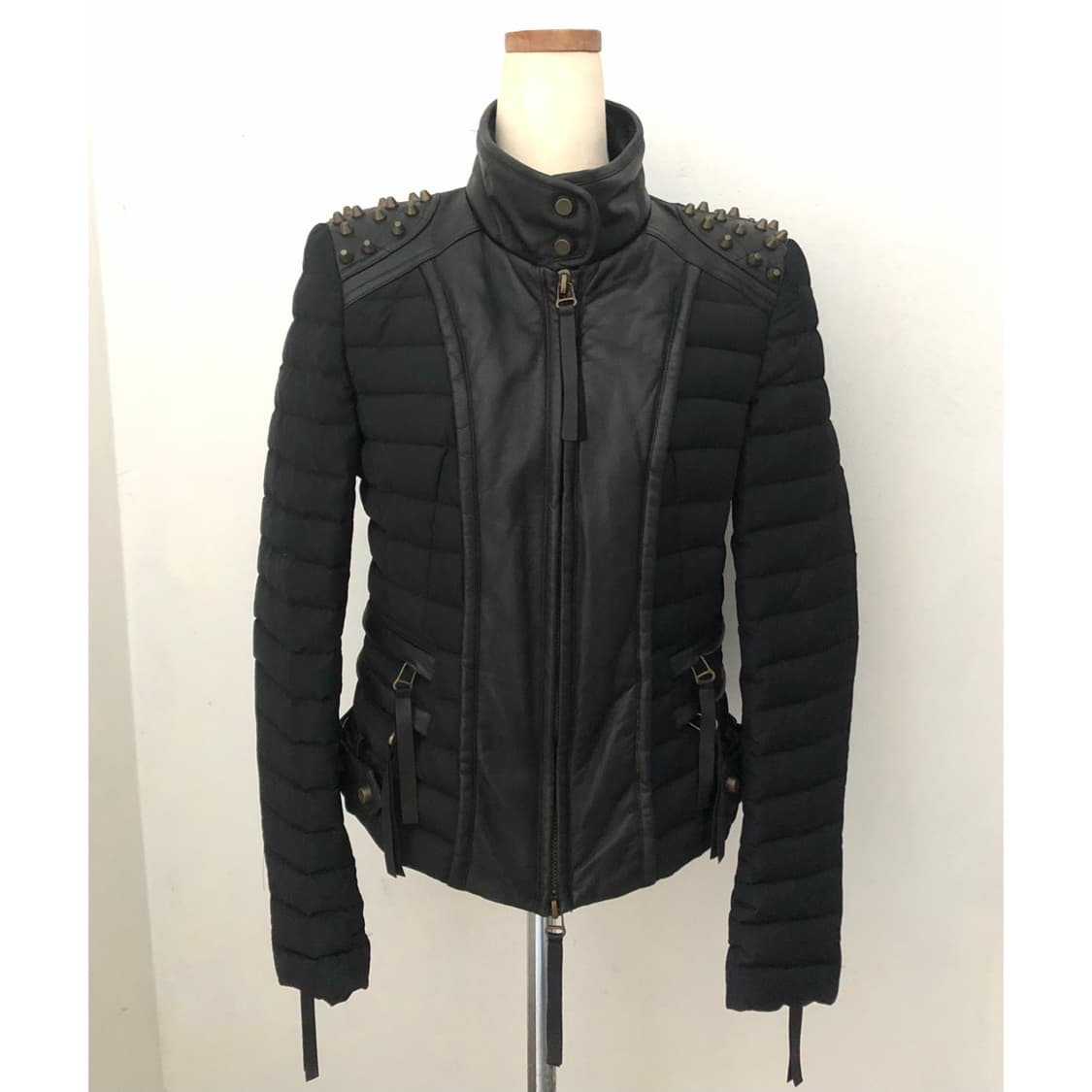 제시뉴욕 스터드 오리털 양가죽 레더 투웨이 숏패딩 55 갸루 펑크 상품이미지1