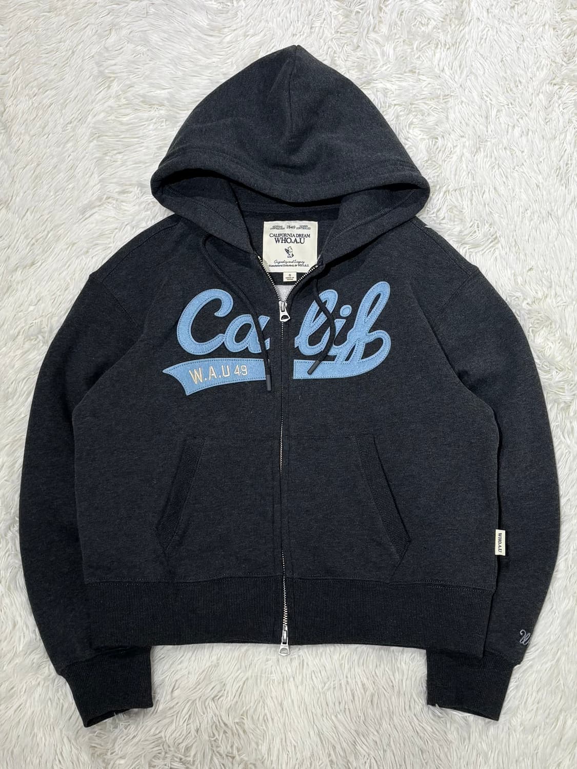 후아유 빅로고 차콜 투웨이 후드집업 상품이미지4