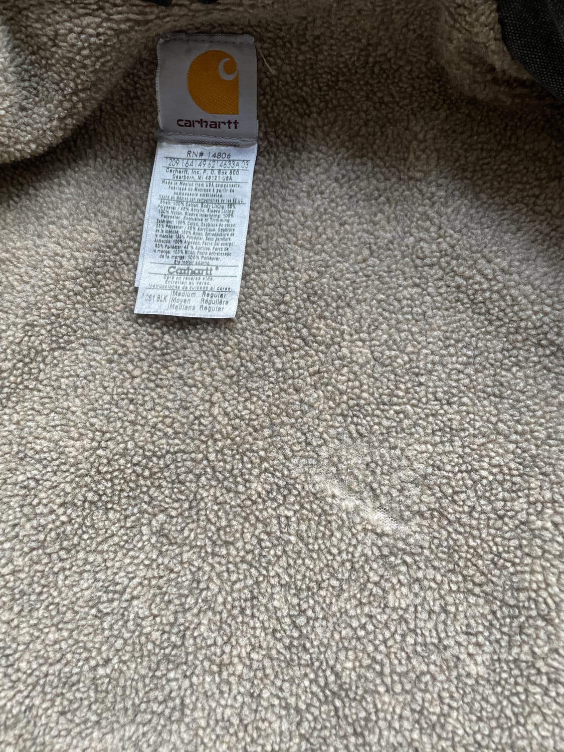 칼하트 C61 BLK 쉐르파 워크 자켓 코트 carhartt 상품이미지8