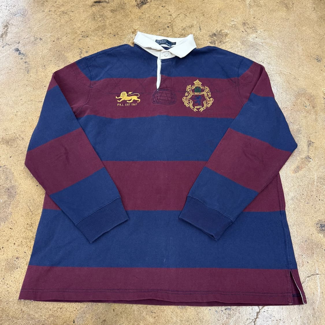 폴로 랄프로렌 네이비 버건디 카라 긴팔티  상품이미지2