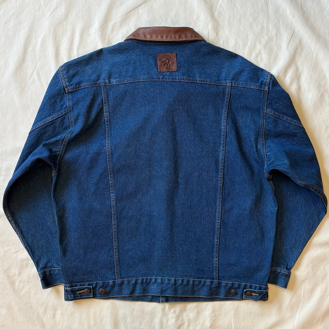 [XL/110] 90s USA Marlboro 레더 칼라 데님 자켓 상품이미지7