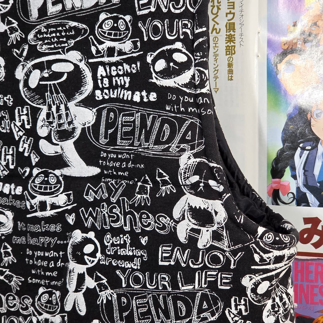 빈티지 레터링 블랙 후드 누빔 베스트 점퍼 상품이미지6