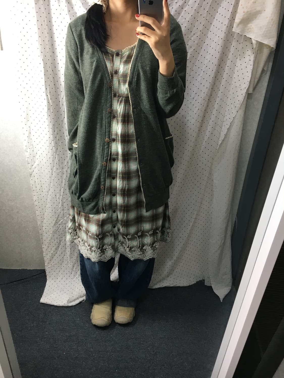 카키 크로쉐 가디건  상품이미지2