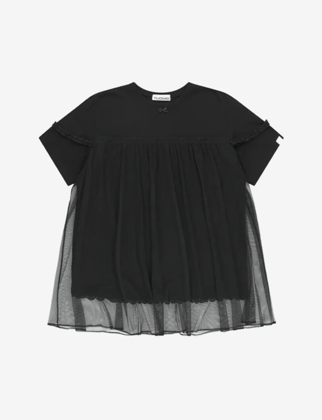 뚜오미오 MESH LAYERED LACE T-SHIRT [BLACK] 상품이미지2