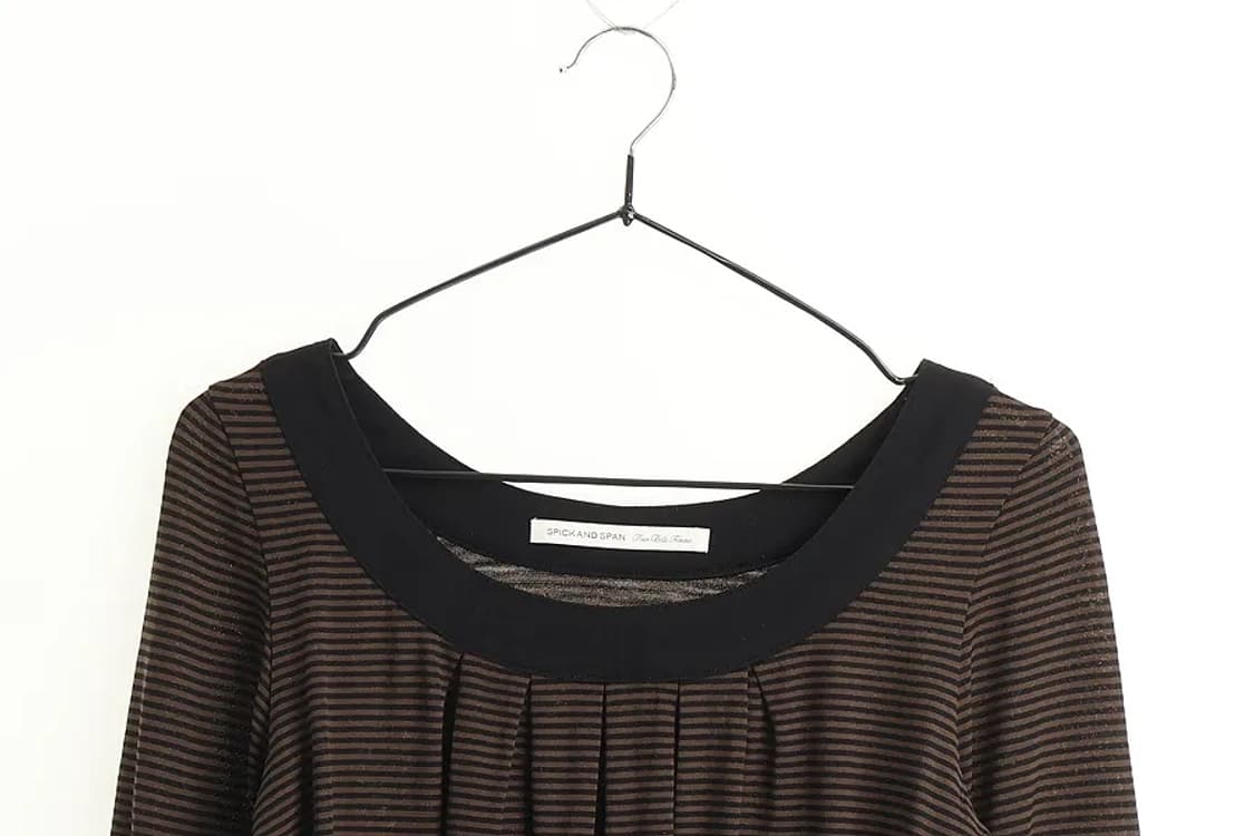Round Neck Shirring T-shirt Brown M 상품이미지2