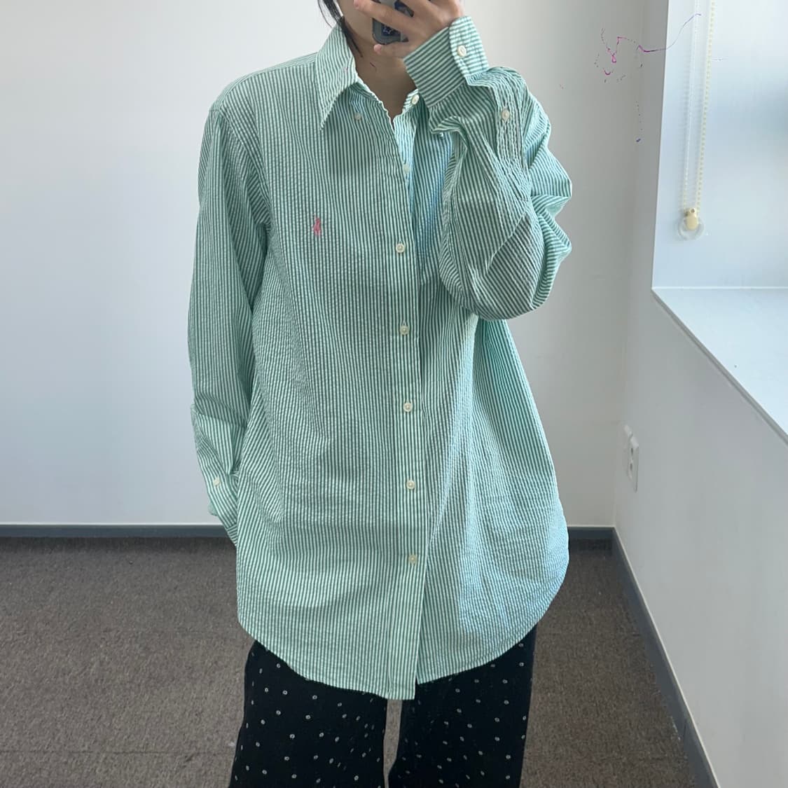 Polo 폴로 핑크포니 그린 스트라이프 셔츠 상품이미지1