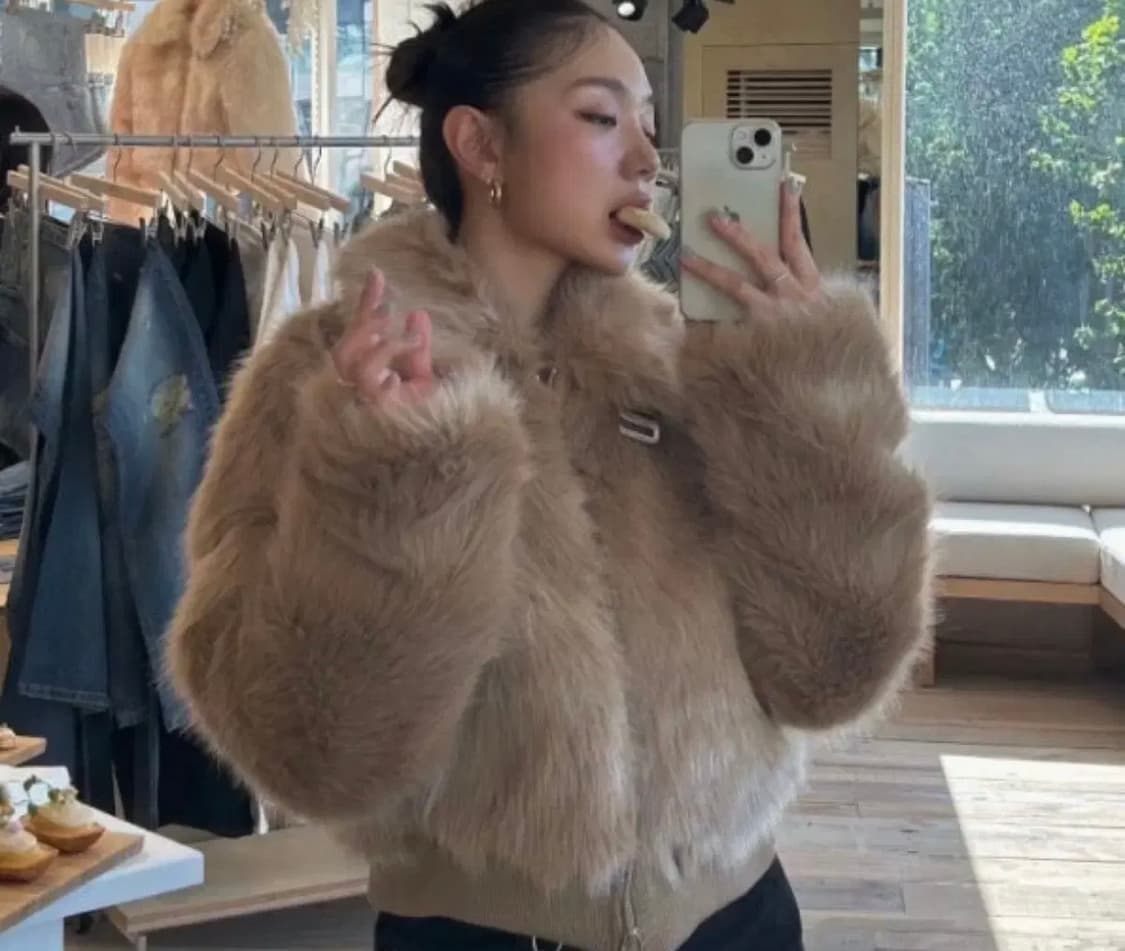 글로니 리반 퍼자켓 카멜 상품이미지2