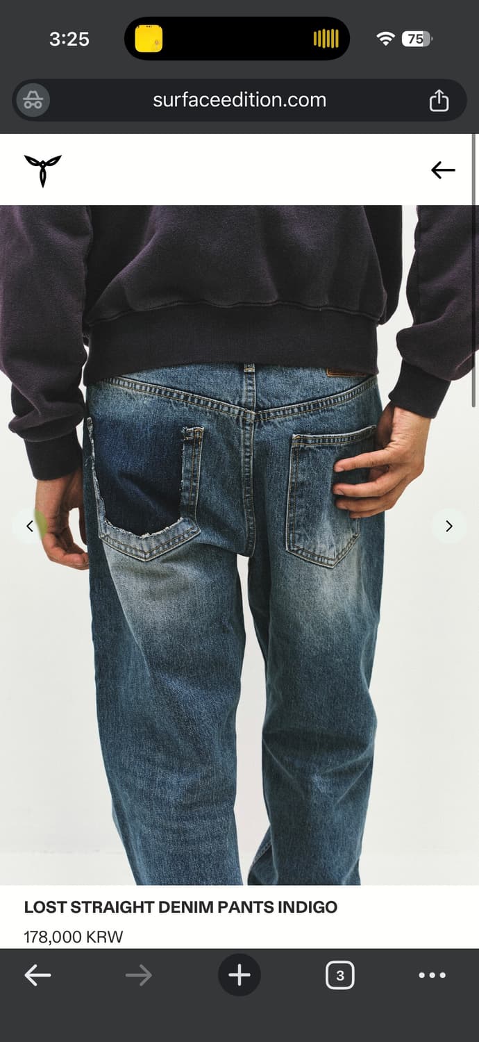 서피스에디션 LOST STRAIGHT DENIM PANTS INDIGO 상품이미지1