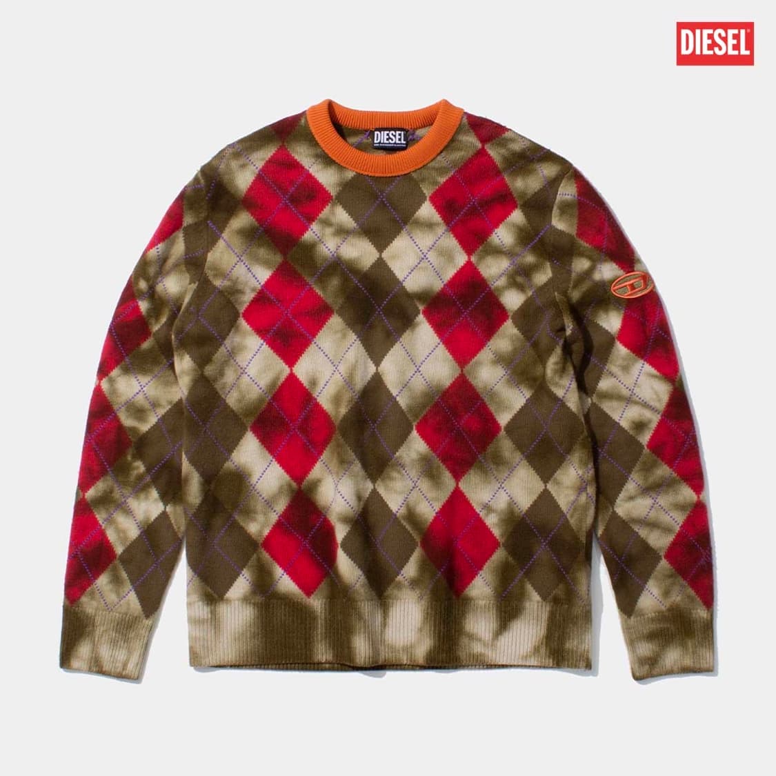 DIESEL 디젤 22FW 아가일 타이다이 염색 니트 상품이미지1