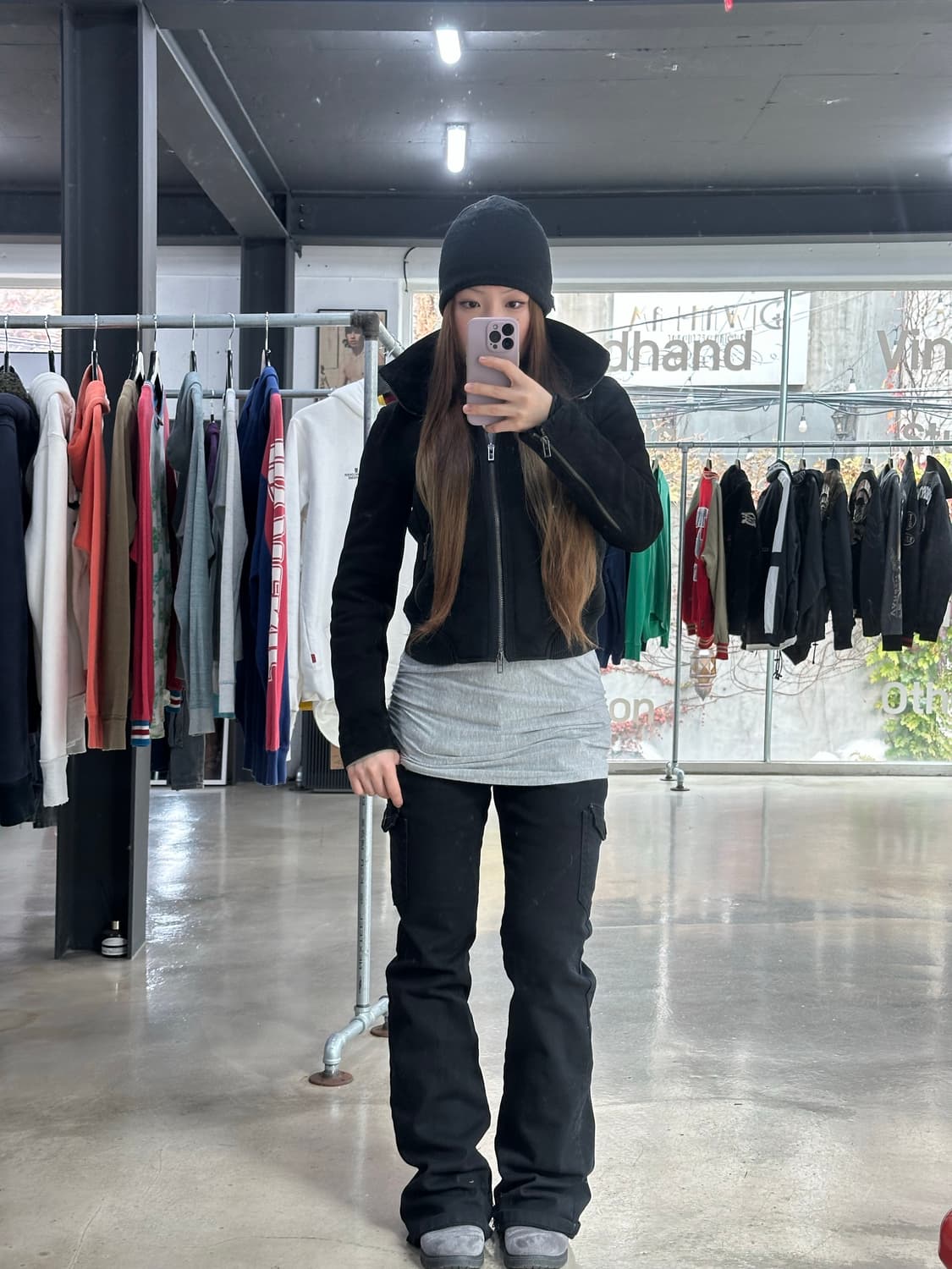 아르마니익스체인지 하이넥 매트 양가죽자켓 상품이미지2