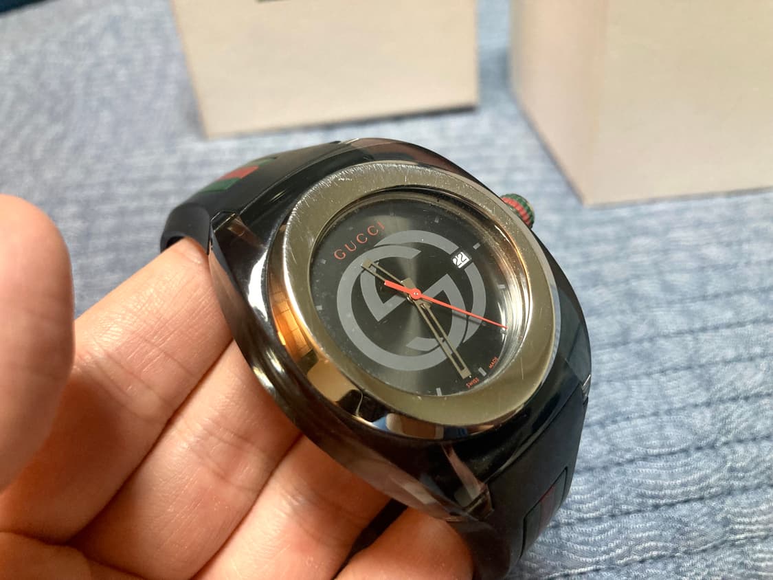 구찌 싱크 SYNC 시계 46mm 쿼츠 블랙 실버 상품이미지4