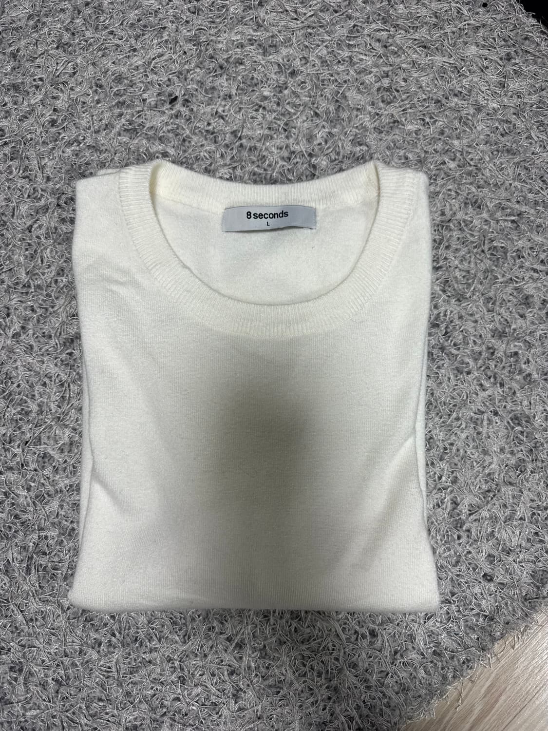 에잇세컨즈 라운드넥 니트 아이보리 L 상품이미지3