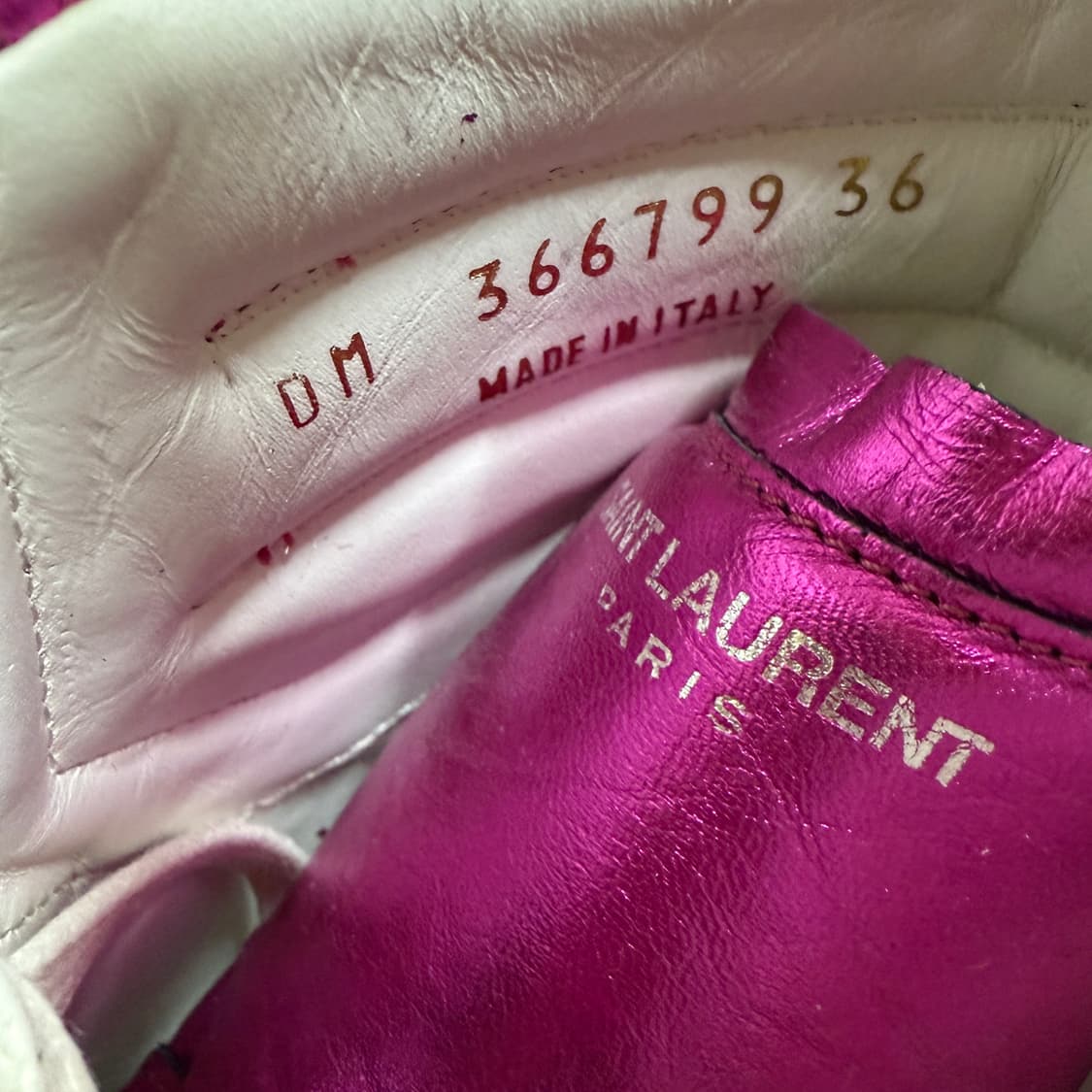 생로랑 SL/14H 핑크 글리터 하이탑 36.5 상품이미지5