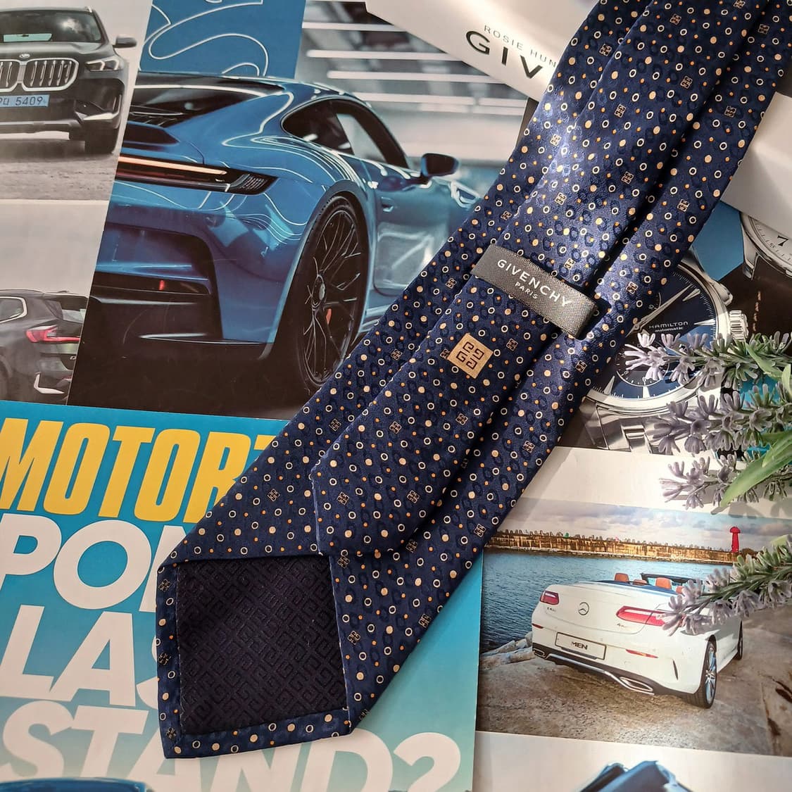 지방시 실크 네이비 4G로고 포인트 넥타이 9.3cm A등급 A19033 상품이미지2