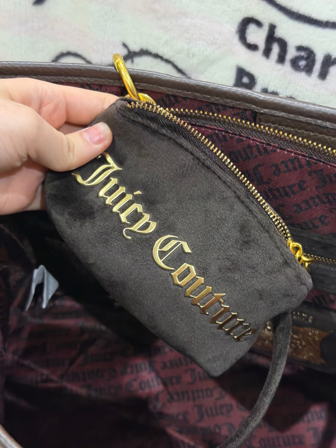 [신상✨블프세일] 쥬시꾸뛰르 벨벳 브라운 쇼퍼백 빈티지 상품이미지3