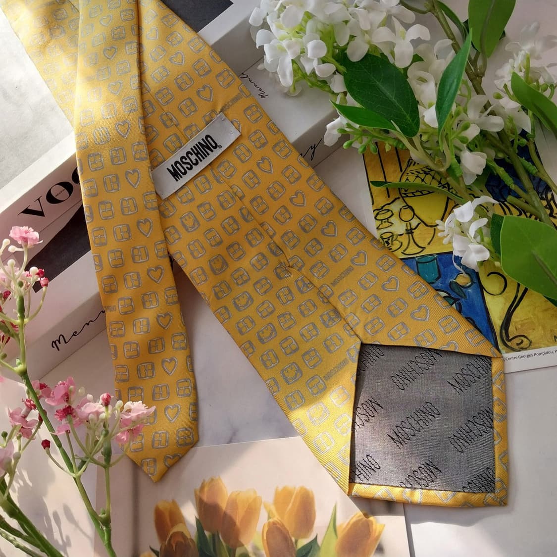 모스키노 실크 옐로우 아이코닉 패턴 넥타이 9.5cm A등급 K1537
 상품이미지5