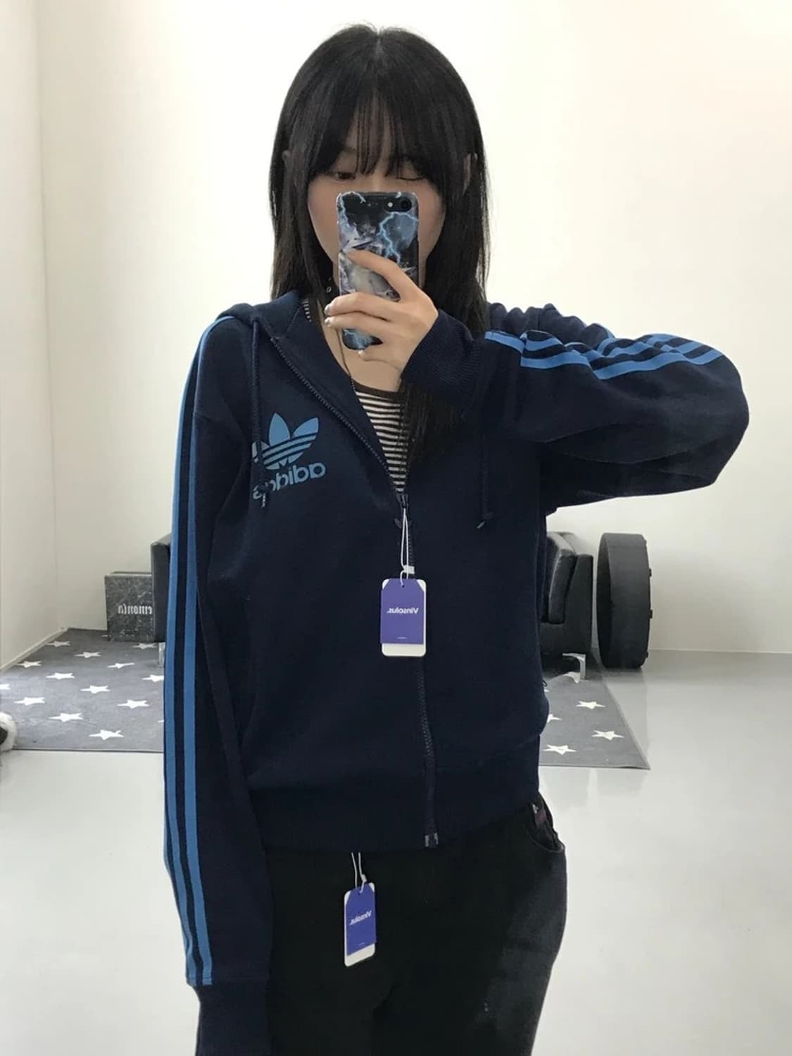 아디다스 블루 후드집업 상품이미지2