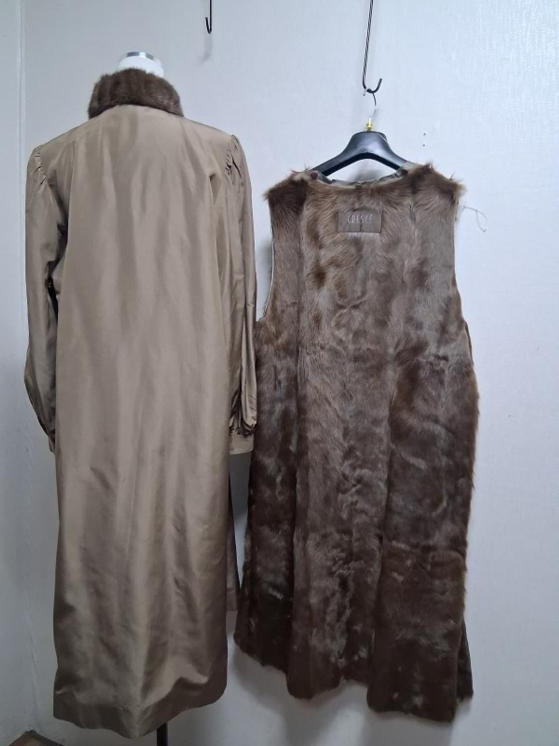 일본빈티지 CRESCE 밍크트리밍 양털내피 실크롱코트 통77까지 일본산 상품이미지2