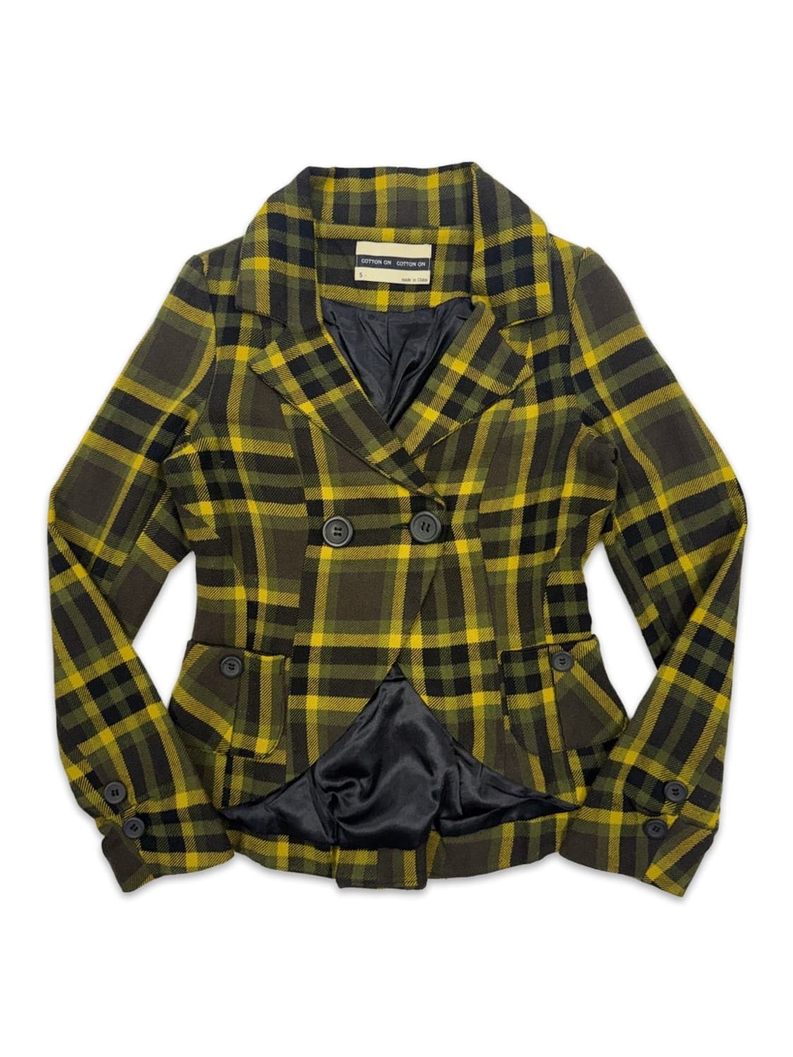 빈티지 체크 슬림 라인 더블 자켓 상품이미지1