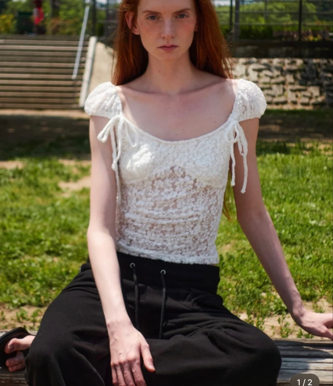 CERRIC 세릭 LACE CREASE SHIRRING HALF TOP 상품이미지5