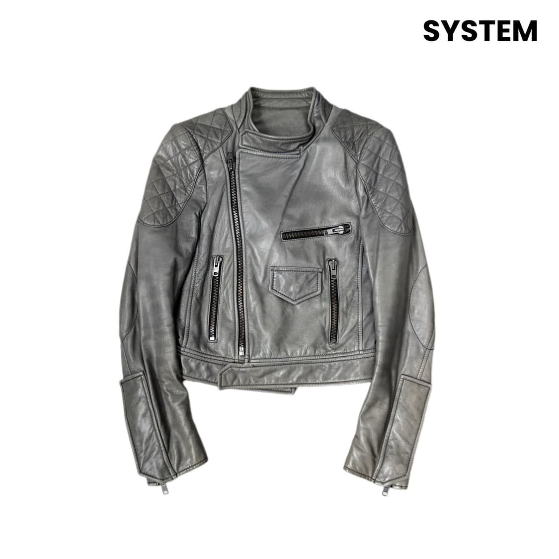 시스템 리얼레더 바이커 릭오웬스맛 사선 라이더 양가죽 램스킨 자켓 상품이미지1