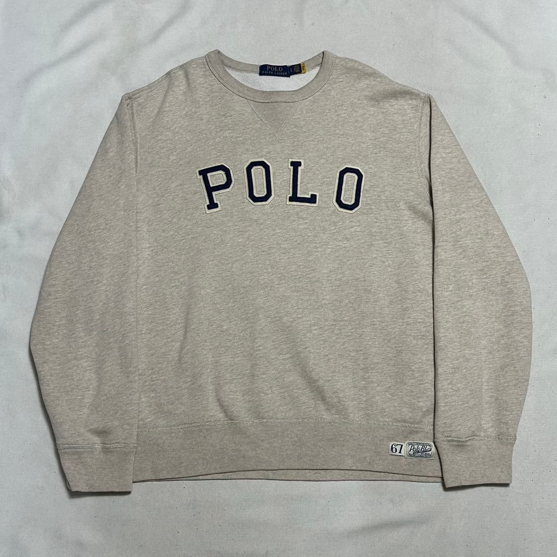 L 폴로랄프로렌 로고 패치 오트밀 기모 맨투맨 상품이미지2