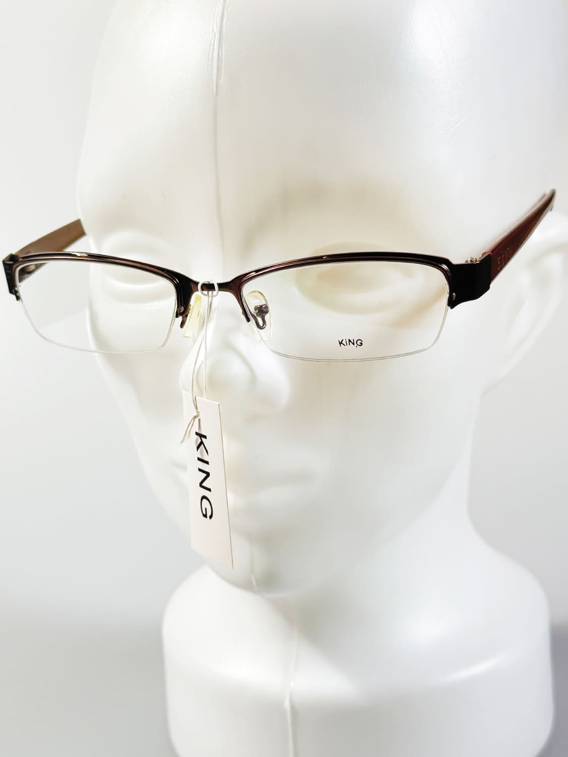 90s KING 브라운 메탈 반무테 프레임 빈티지 안경 상품이미지8