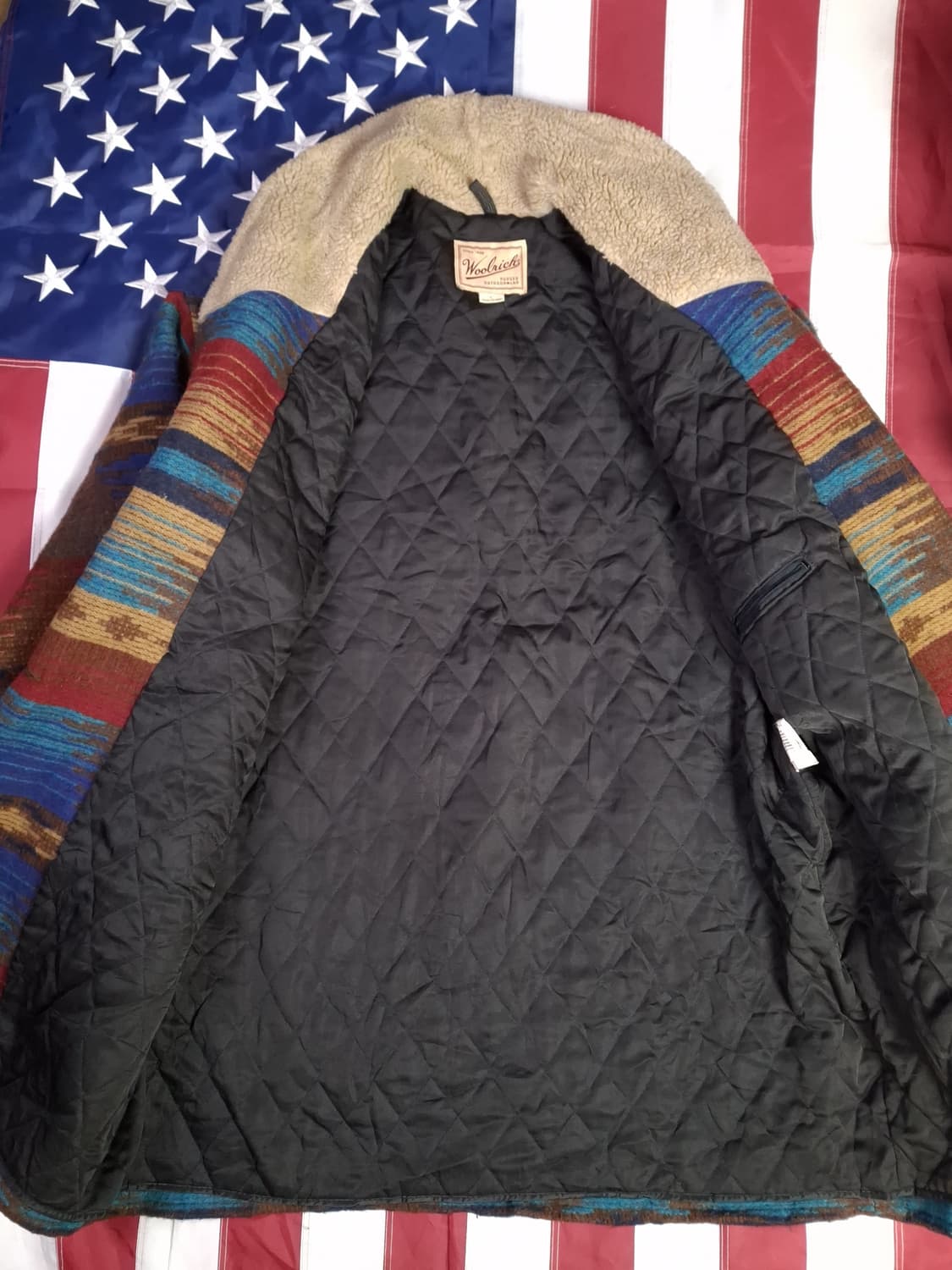 오리지날 90's 미국제조 울리치 나바호 양털카라 울코트 상품이미지6
