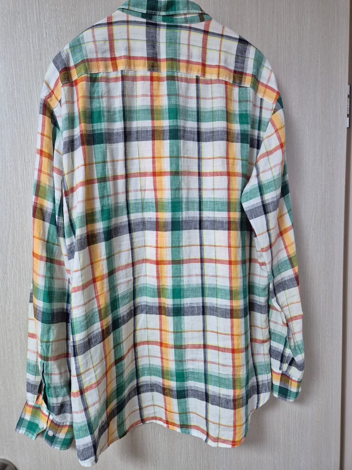 라코스테 멀티컬러 체크 셔츠 린넨100% 남방 105 상품이미지2