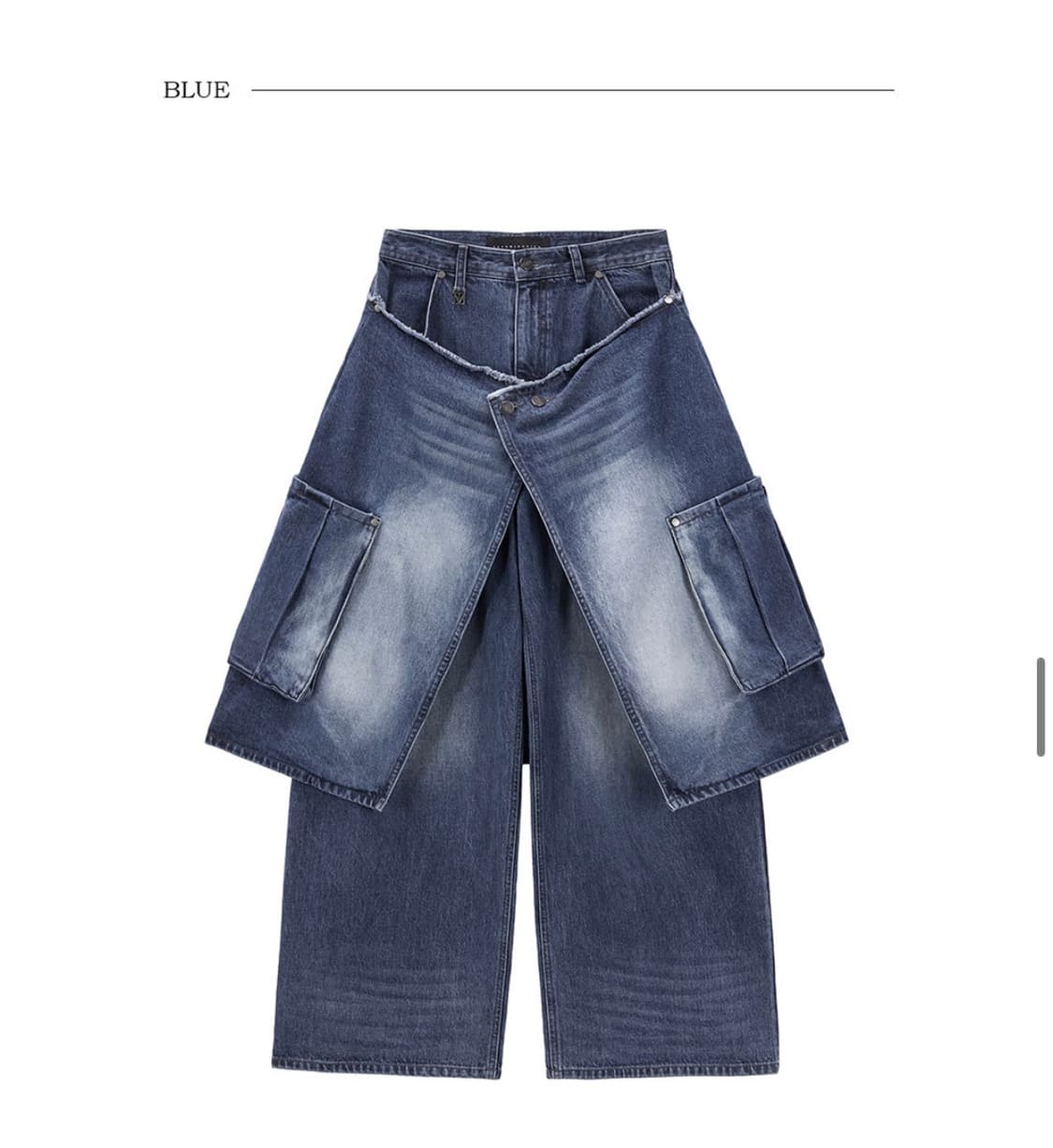 트리밍버드) 레이어드 랩스커트 데님 카고 팬츠 BL 2 상품이미지3