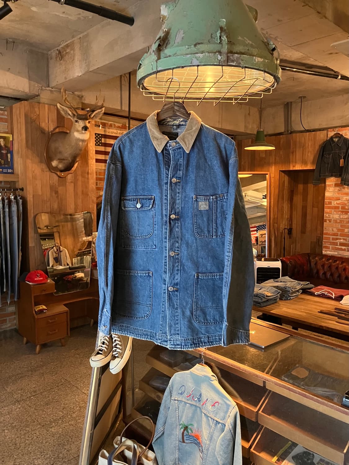 90s USA 빈티지 폴로 컨트리 데님 초어 코트 자켓 상품이미지1