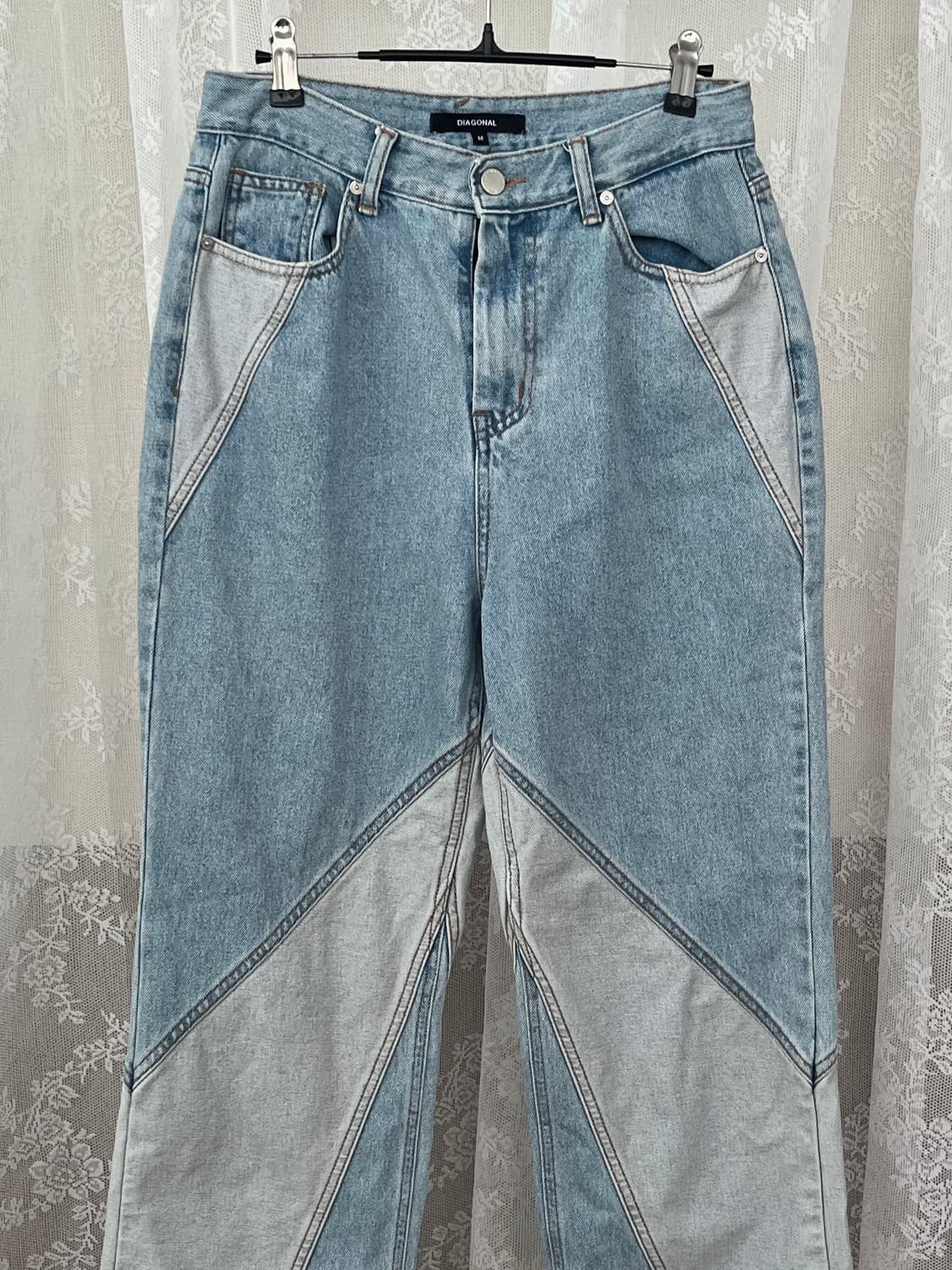 M) 다이애그널 데님 팬츠 블루 상품이미지4