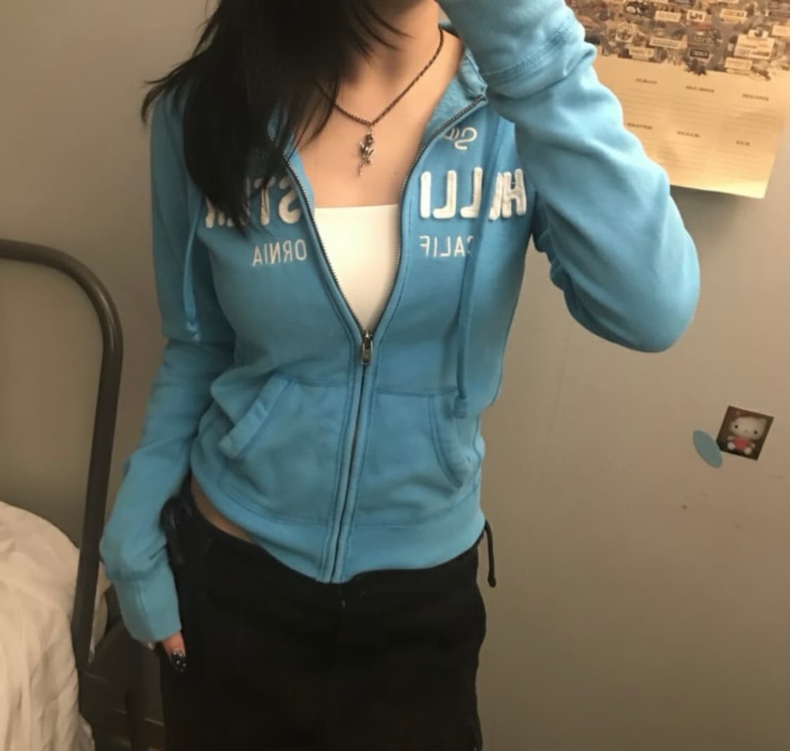 Hollister 홀리스터 슬림핏 스카이블루 기모 후드집업 상품이미지1