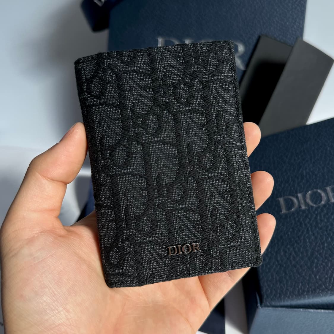[새상품급/풀박스] 디올 오블리크 자카드 2단 카드지갑 블랙 상품이미지2