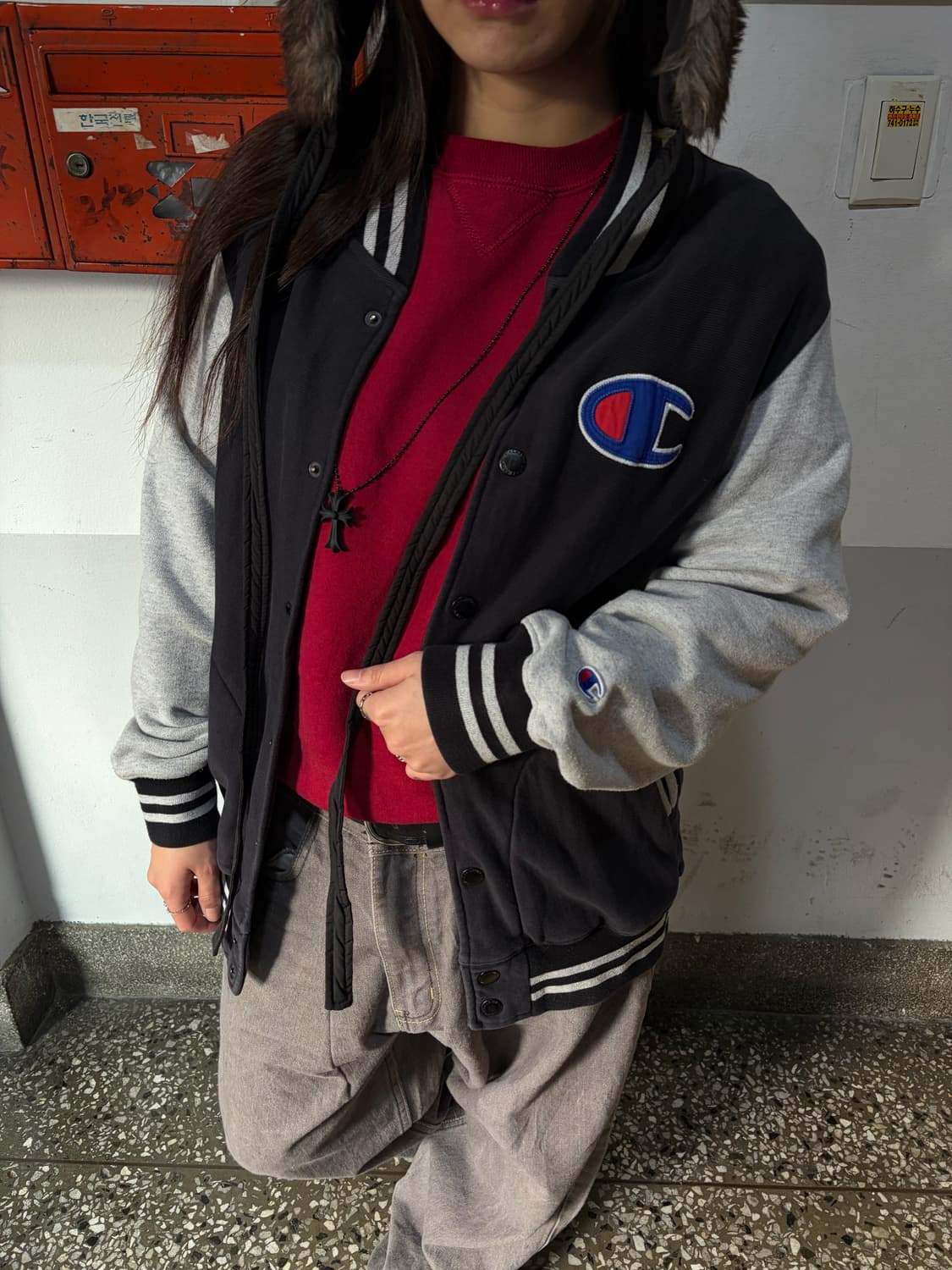 90s CHAMPION 스웻 스타디움 자켓 상품이미지1
