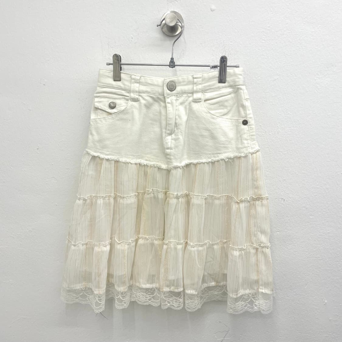 denim waist chiffon skirt 상품이미지1