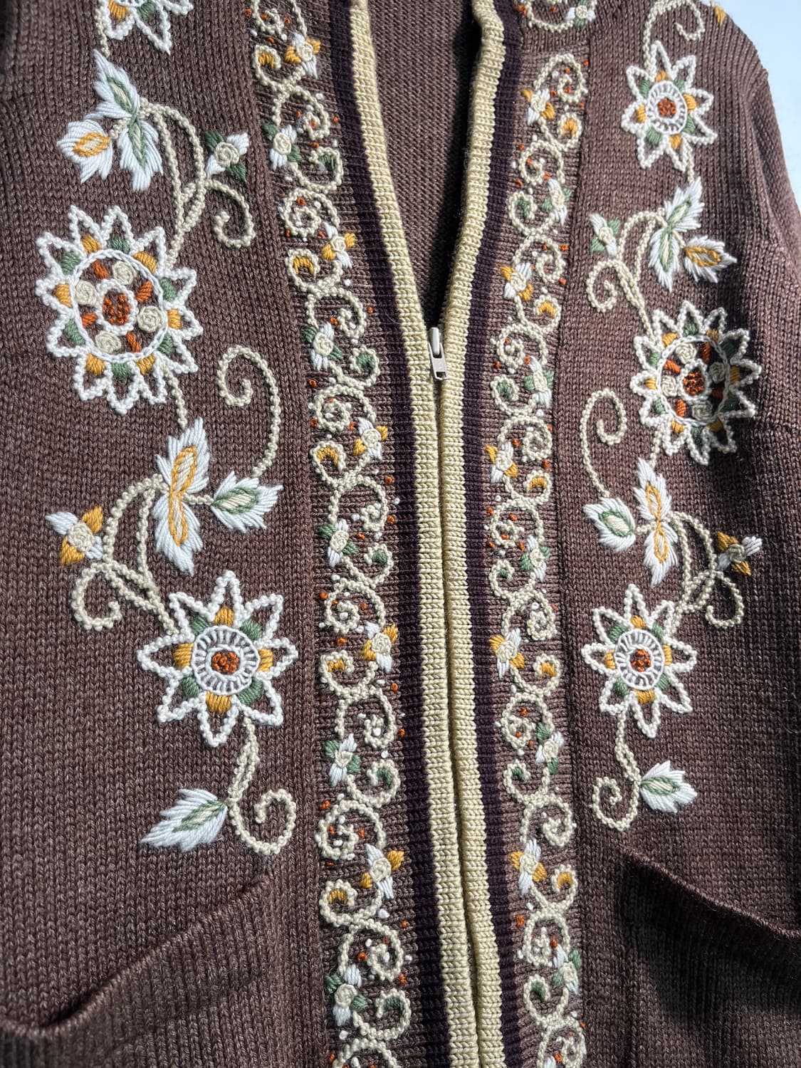 Wool 100% 울 100% 자수 롱 가디건 집업  상품이미지6