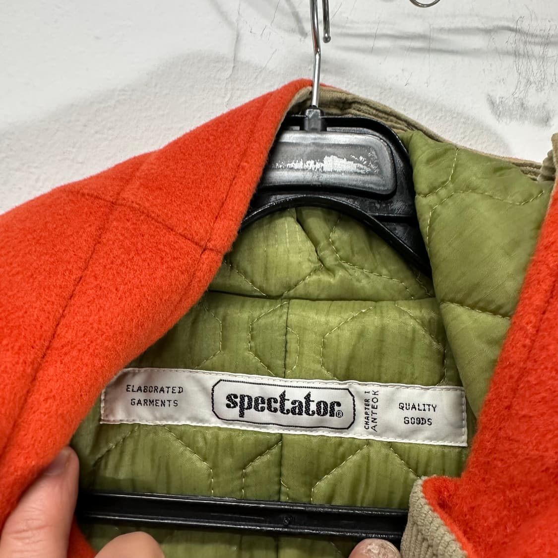 택달린새것 S 스펙테이터 오렌지 가죽배색 더플코트 상품이미지5