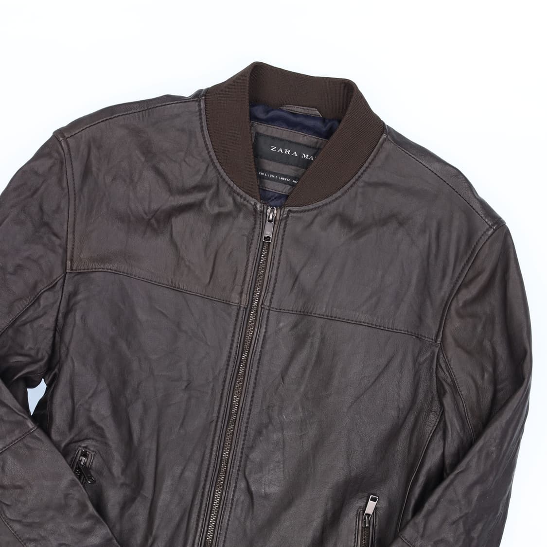 US L 자라 맨 싱글 양가죽 블루종 자켓 4167 상품이미지4