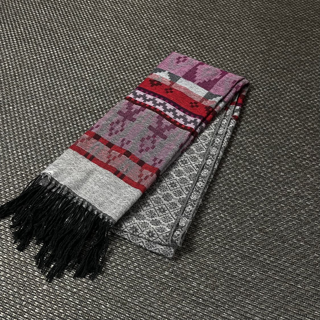 빈티지 퍼플 레드 패턴 코튼 머플러 상품이미지2