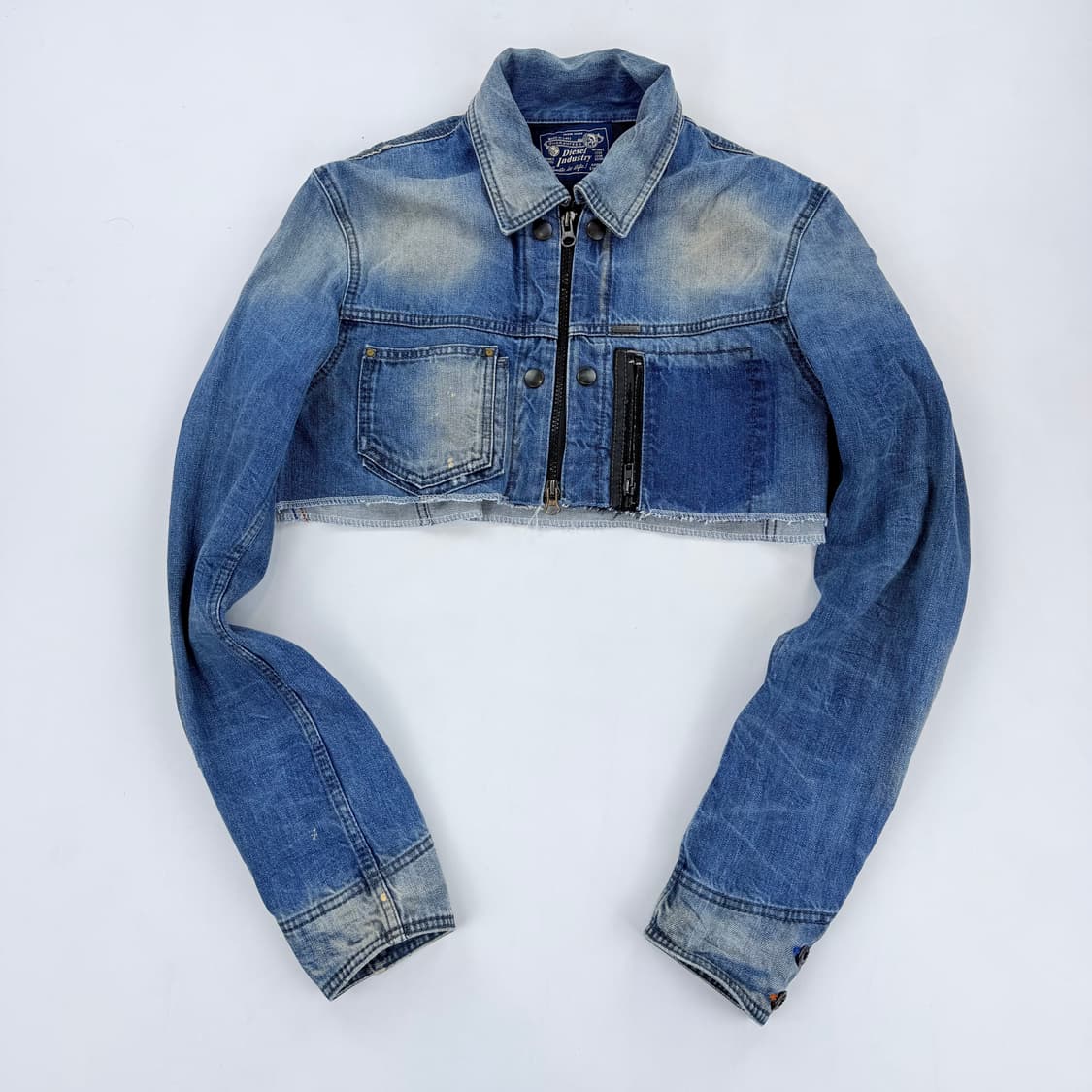 디젤 커스텀 크롭 워싱 데님 자켓 상품이미지1