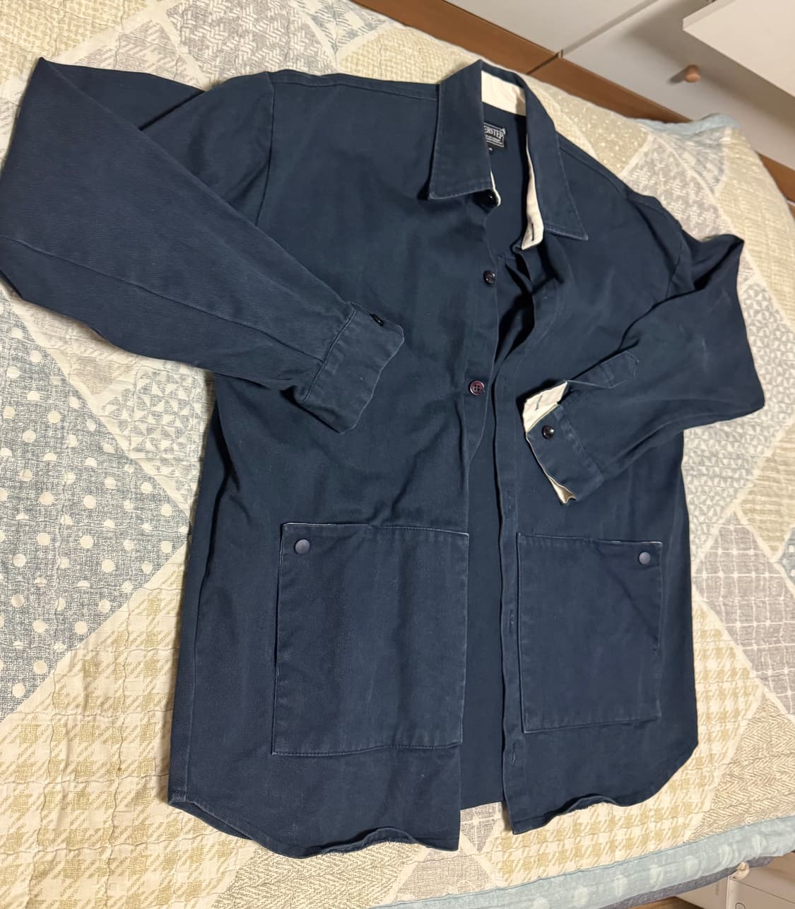 [L급 M]퍼스텝 네이비 오버핏 셔츠 상품이미지3