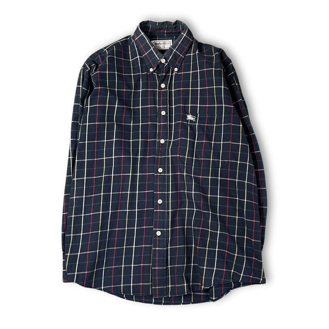 버버리 네이비 멀티 체크 원포켓 긴팔 셔츠 상품이미지1