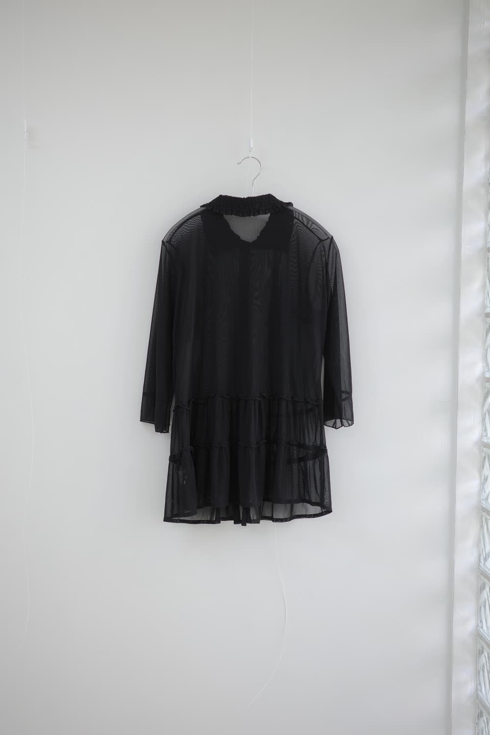 st.helena black see-through frill shirt 상품이미지8