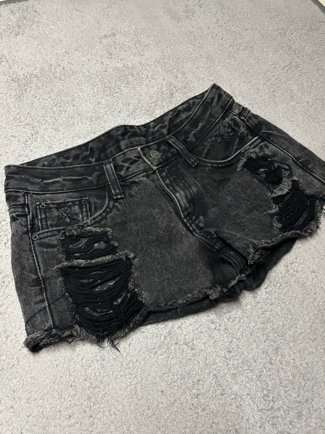 빈티지 블랙 디테일 데미지 숏팬츠 핫팬츠 팬츠 S 상품이미지1
