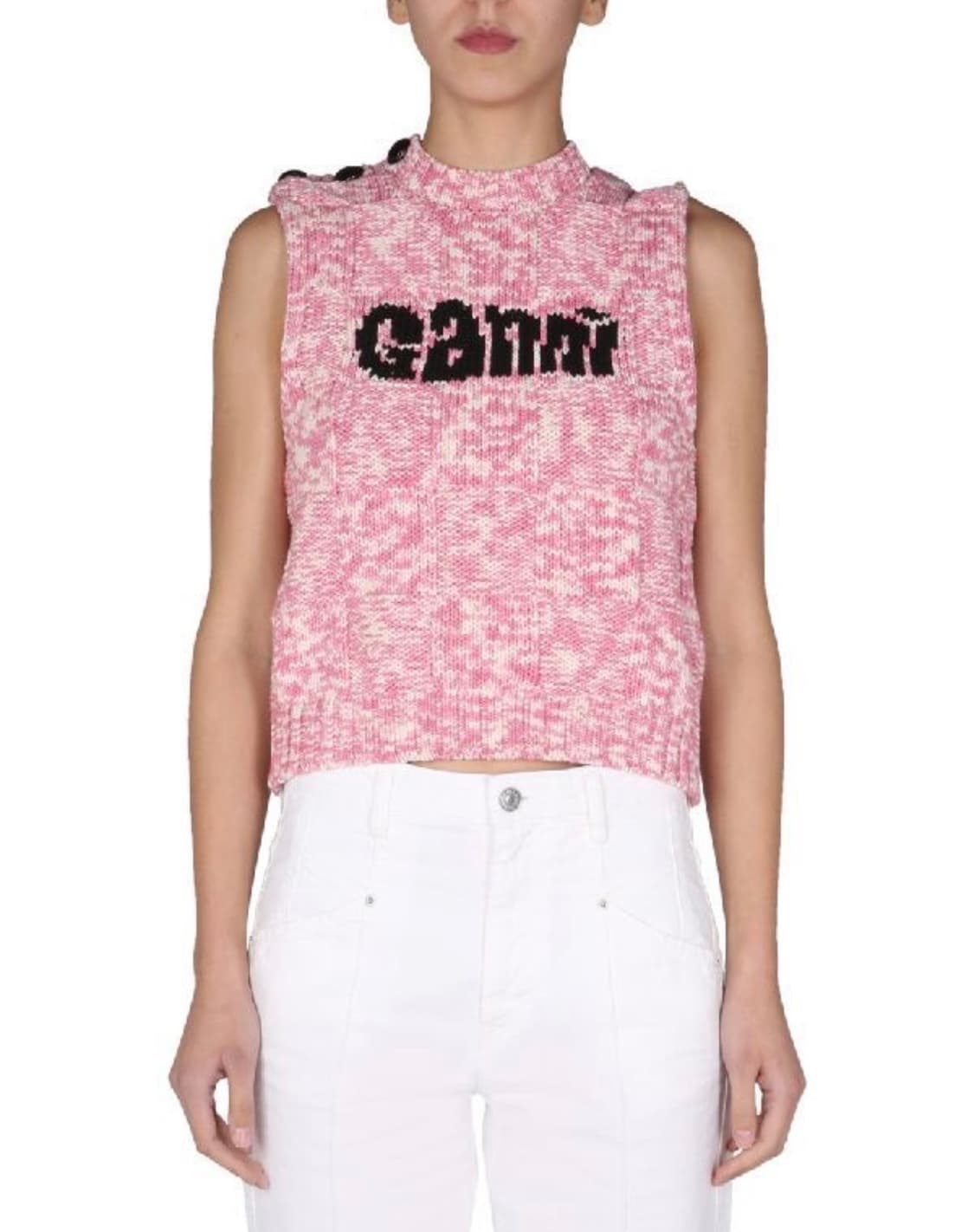 가니 숄더 버튼 지카드 로고 니트 베스트 상품이미지1