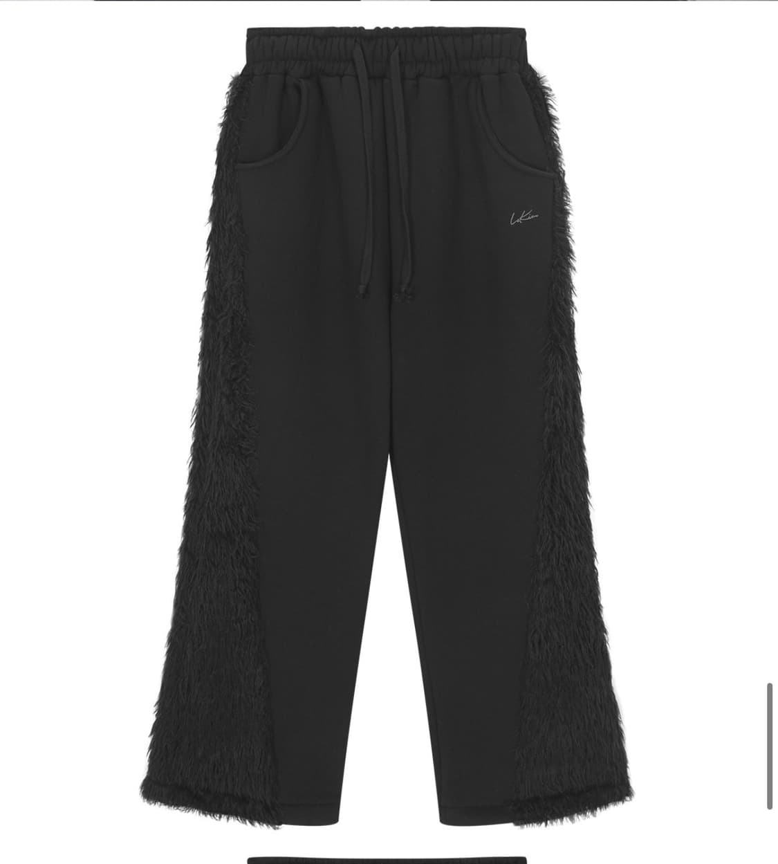 Lekim 블랙 퍼 트리밍 와이드 스웻팬츠 2 새상품 상품이미지3
