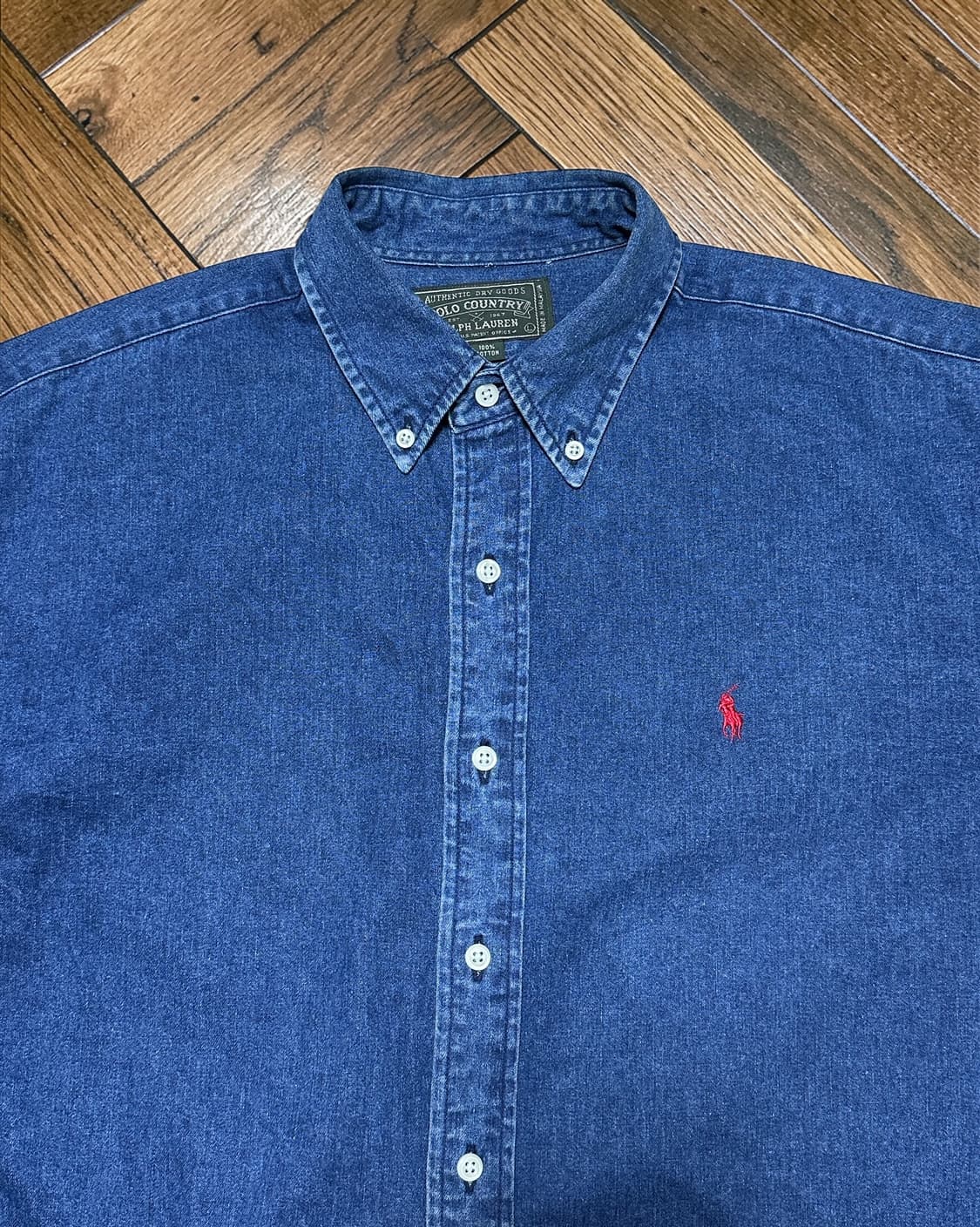 90s 폴로 컨트리 버튼다운 데님셔츠 L 상품이미지3